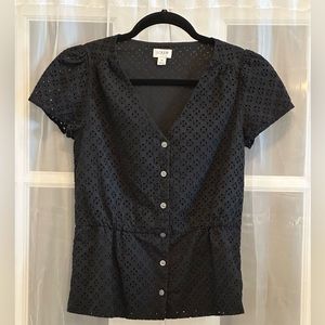 J. Crew Peplum Eyelet Top size 0